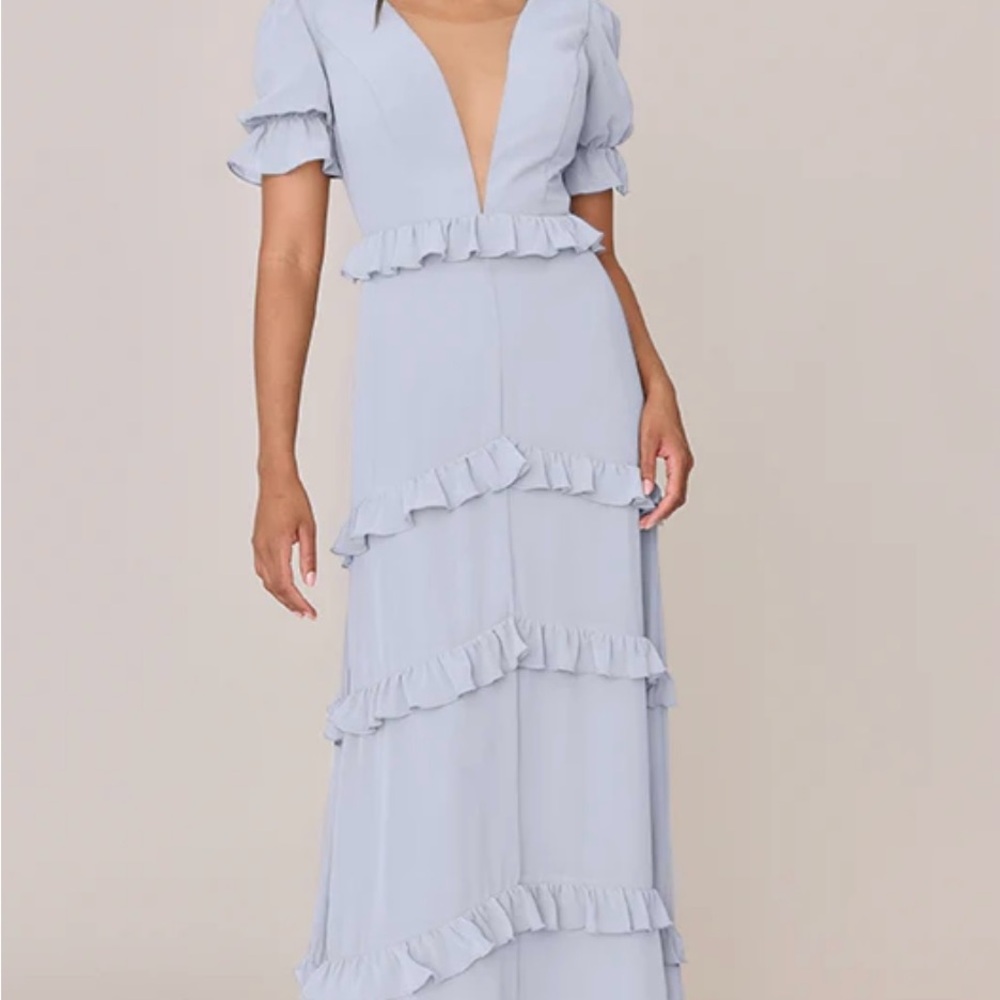 Revelry Periwinkle Ruffled Tiered Maxi Dress for Weddings